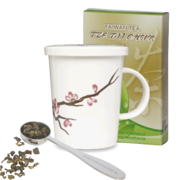 Cadeau-idee 2: Theebeker Sakura + 50 gram thee + Maatlepel